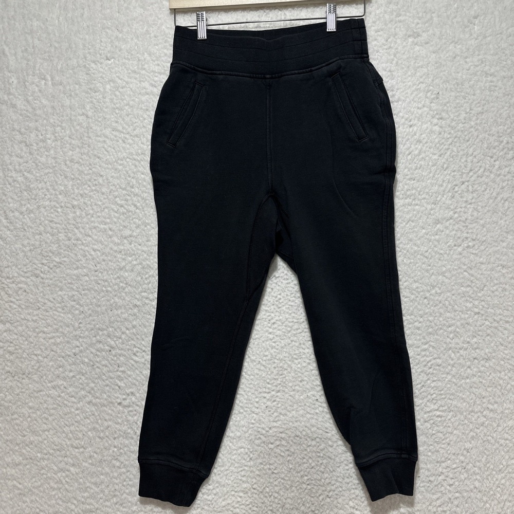 Lululemon Women's Size 4 Scuba High Rise French Terry Jogger Black Pockets‎ Logo